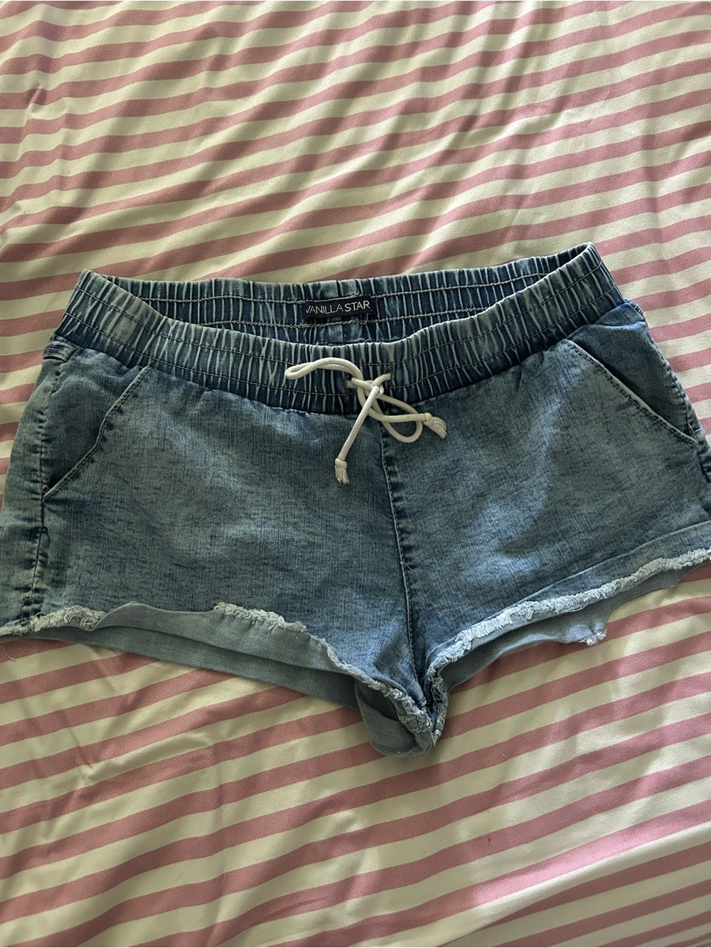 Vanilla Star Light Wash Denim Drawstring Women’s Shorts